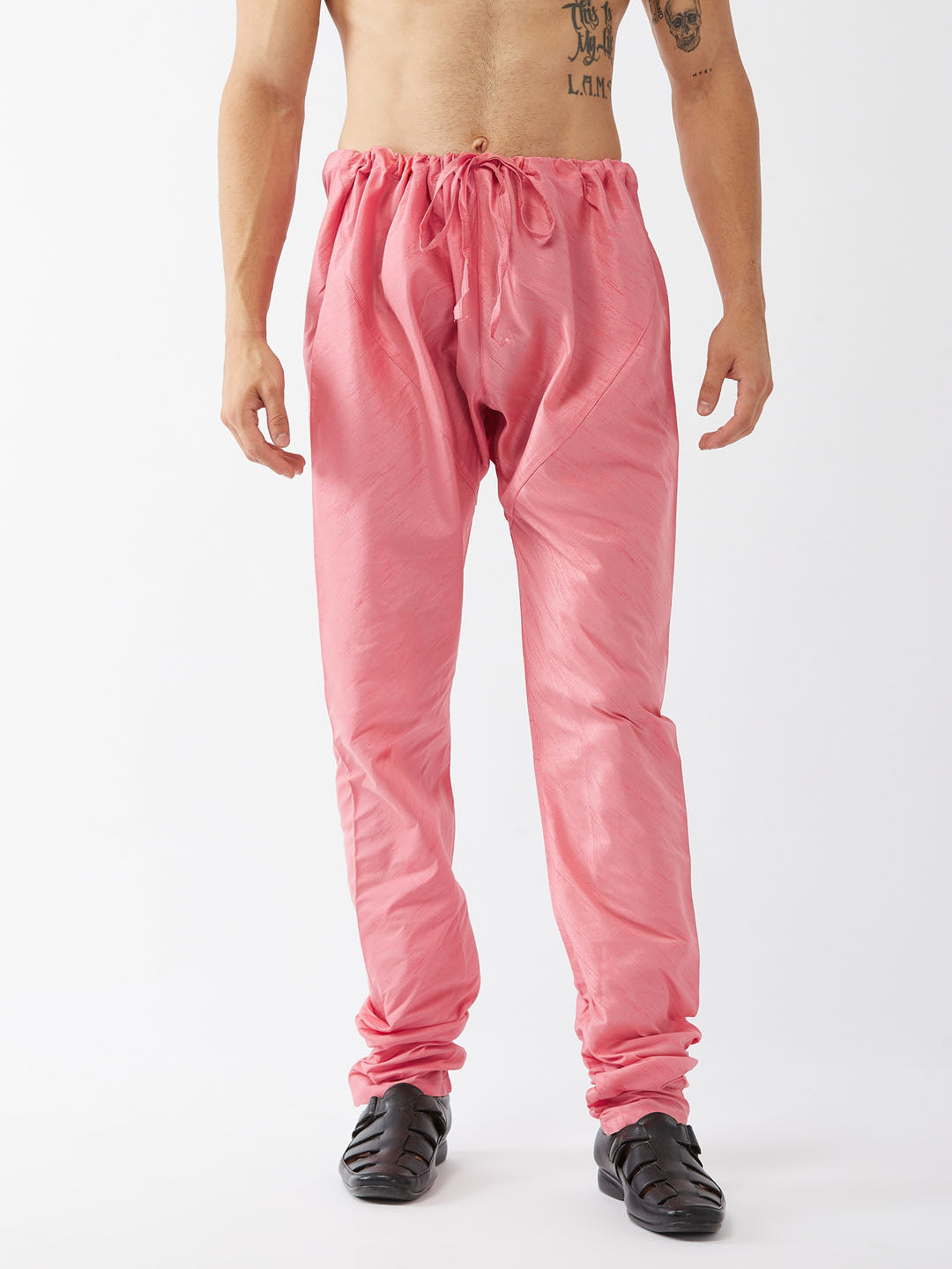 Vastramay Men's Pink Silk Blend Pyjama - Distacart
