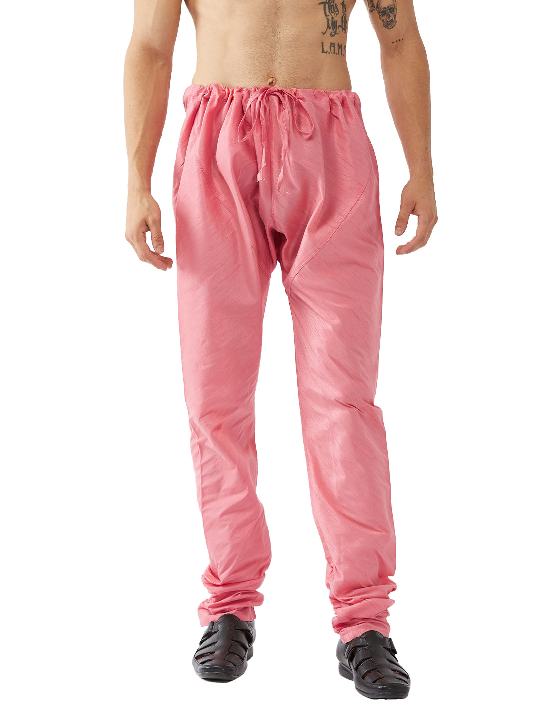 Vastramay Men's Pink Silk Blend Pyjama - Distacart