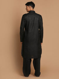 Thumbnail for VM by Vastramay Men's Black Cotton Blend Pathani Kurta Set - Distacart
