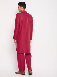 Thumbnail for VM by Vastramay Men's Maroon Cotton Blend Pathani Kurta Set - Distacart