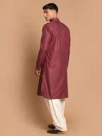 Thumbnail for VM by Vastramay Men's Purple And Cream Cotton Blend Pathani Kurta Set - Distacart