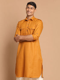 Thumbnail for VM by Vastramay Men's Rust Cotton Blend Kurta - Distacart