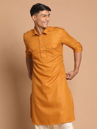 Thumbnail for VM by Vastramay Men's Rust Cotton Blend Kurta - Distacart
