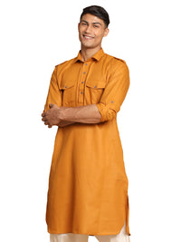 Thumbnail for VM by Vastramay Men's Rust Cotton Blend Kurta - Distacart
