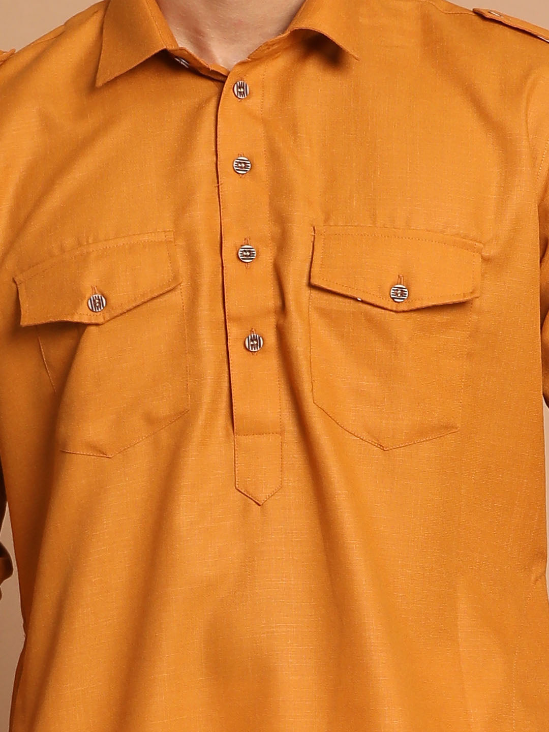 VM by Vastramay Men's Rust And Cream Cotton Blend Pathani Kurta Set - Distacart