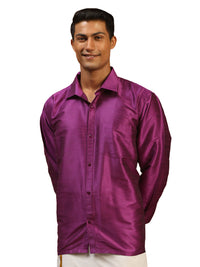Thumbnail for VM by Vastramay Men's Purple Silk Blend Ethnic Shirt - Distacart
