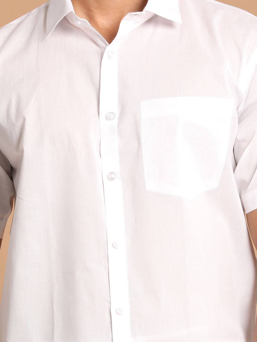 Vastramay Men's White Pure Cotton Shirt And Mundu - Distacart