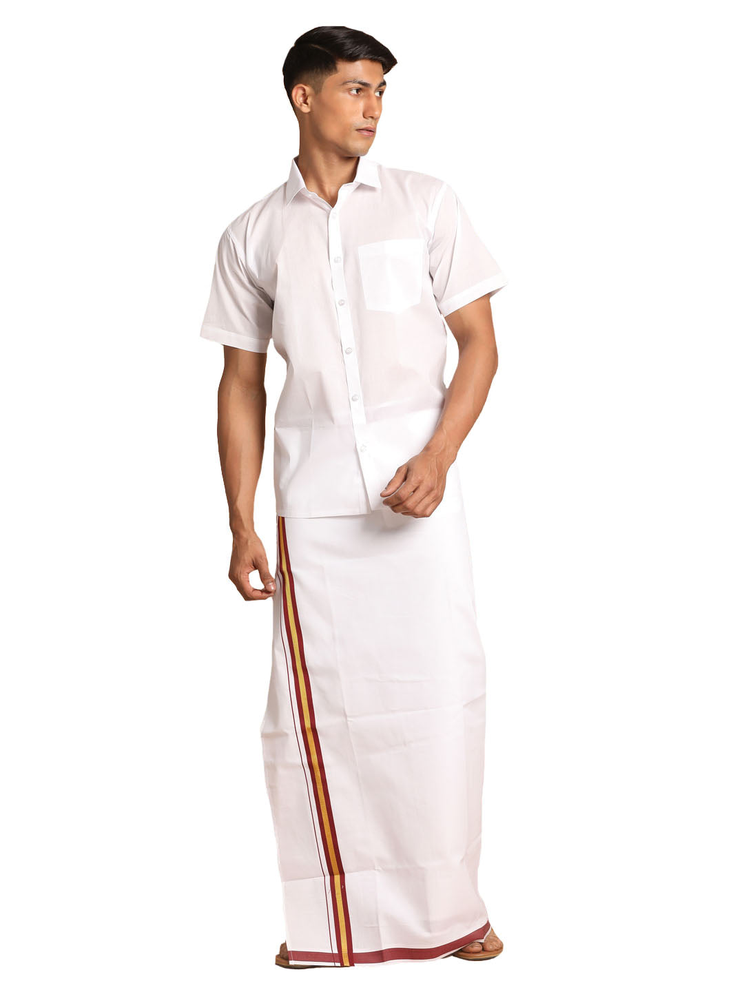 Vastramay Men's White Pure Cotton Shirt And Mundu - Distacart