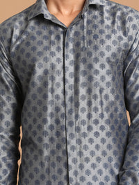 Thumbnail for Vastramay Men's Grey Poly Viscose Shirt And Mundu - Distacart