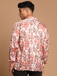 Thumbnail for Vastramay Men's Multicolored-Base-Cream Satin Ethnic Shirt - Distacart