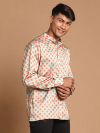Thumbnail for Vastramay Men's Multicolored-Base-Mint Satin Ethnic Shirt - Distacart