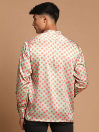 Thumbnail for Vastramay Men's Multicolored-Base-Mint Satin Ethnic Shirt - Distacart