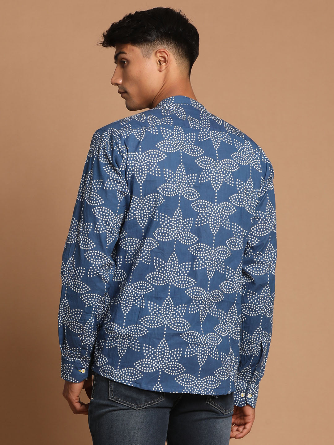 Shvaas By Vastramay Men's Indigo Blue Cotton Ethnic Shirt - Distacart