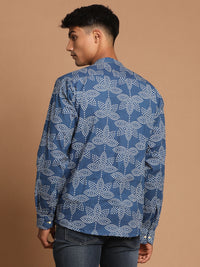 Thumbnail for Shvaas By Vastramay Men's Indigo Blue Cotton Ethnic Shirt - Distacart
