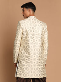 Thumbnail for Vastramay Men's Beige Silk Blend Sherwani Only Top - Distacart