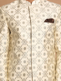 Thumbnail for Vastramay Men's Beige Silk Blend Sherwani Only Top - Distacart
