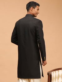 Thumbnail for Vastramay Men's Black Achkan Sherwani Only Top - Distacart