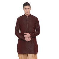 Thumbnail for VM by Vastramay Men's Burgandy Silk Blend U Kurta - Distacart