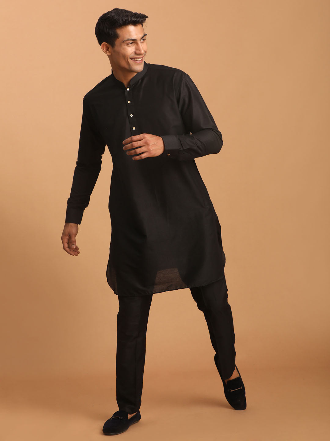 Vastramay Men's Black Viscose Kurta Pyjama Set - Distacart