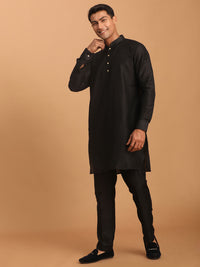 Thumbnail for Vastramay Men's Black Viscose Kurta Pyjama Set - Distacart
