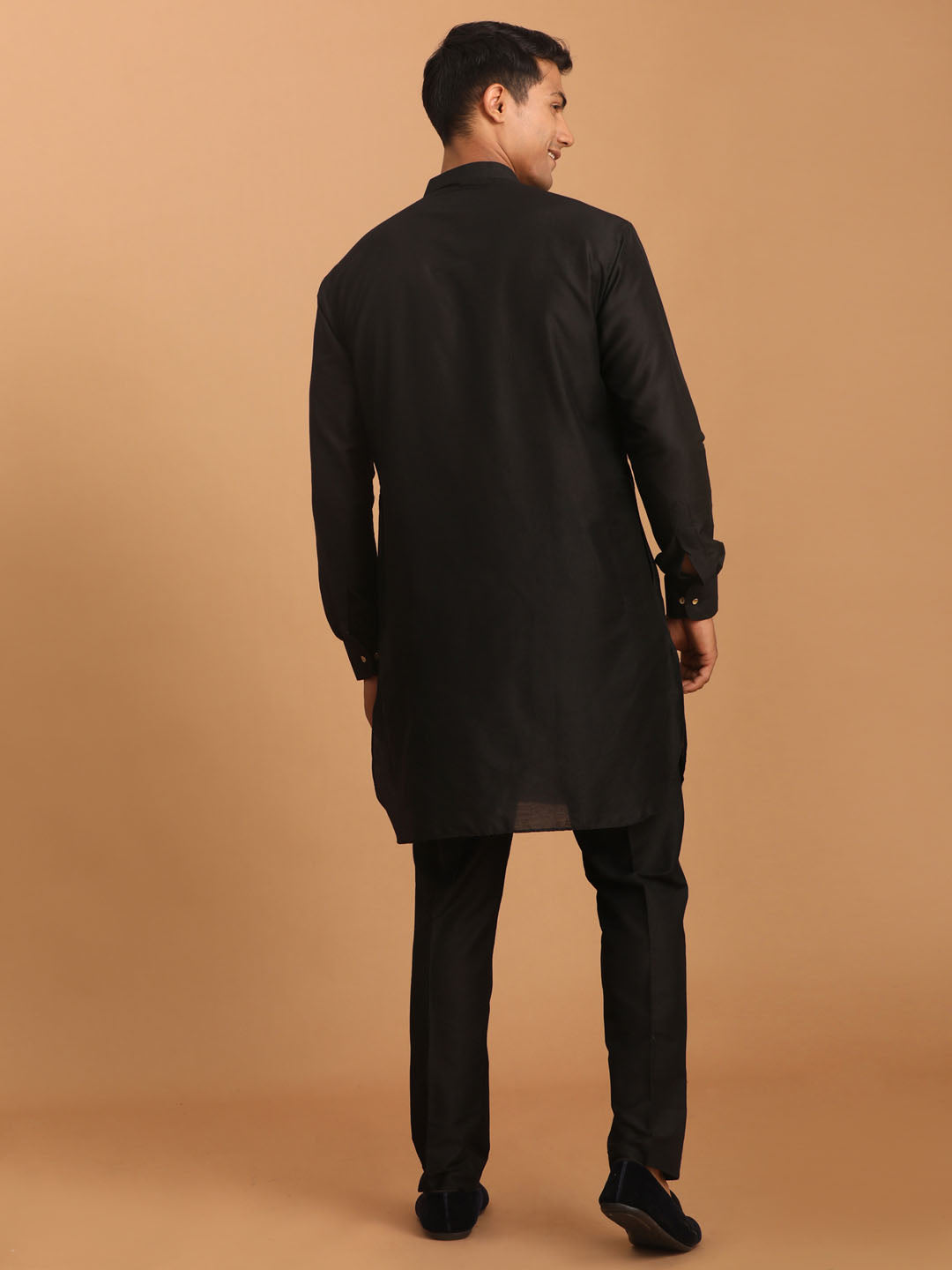 Vastramay Men's Black Viscose Kurta Pyjama Set - Distacart