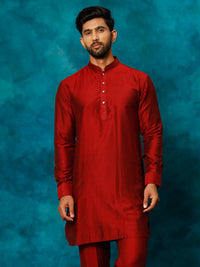 Thumbnail for Vastramay Men's Maroon Viscose Kurta - Distacart