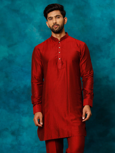 Vastramay Men's Maroon Viscose Kurta - Distacart