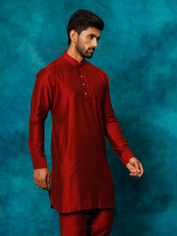 Thumbnail for Vastramay Men's Maroon Viscose Kurta - Distacart