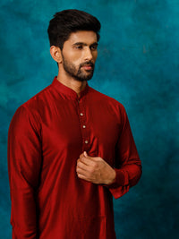 Thumbnail for Vastramay Men's Maroon Viscose Kurta - Distacart