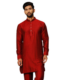 Thumbnail for Vastramay Men's Maroon Viscose Kurta - Distacart