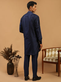 Thumbnail for Vastramay Men's Navy Blue Viscose Kurta Pyjama Set - Distacart