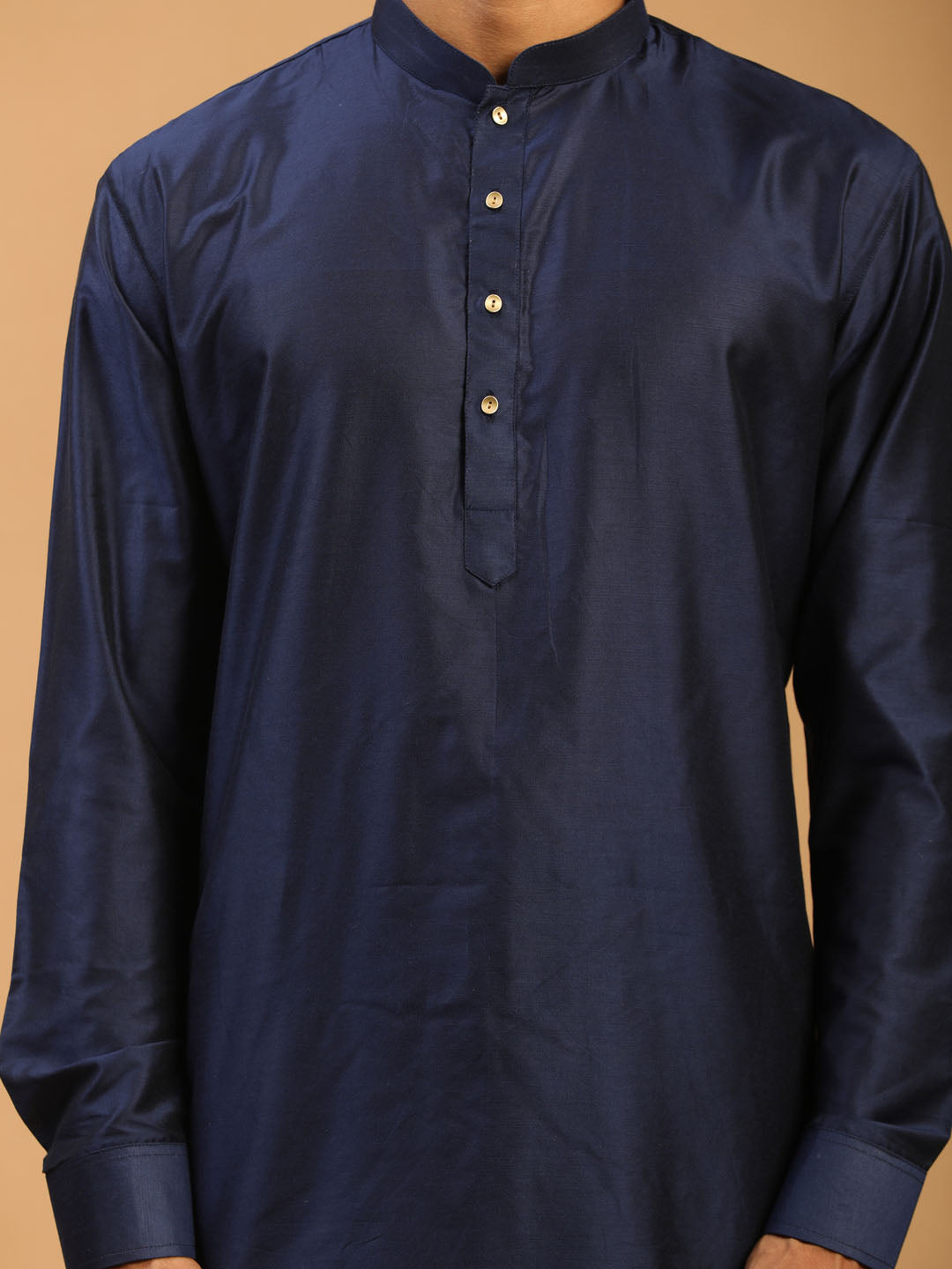 Vastramay Men's Navy Blue Viscose Kurta Pyjama Set - Distacart
