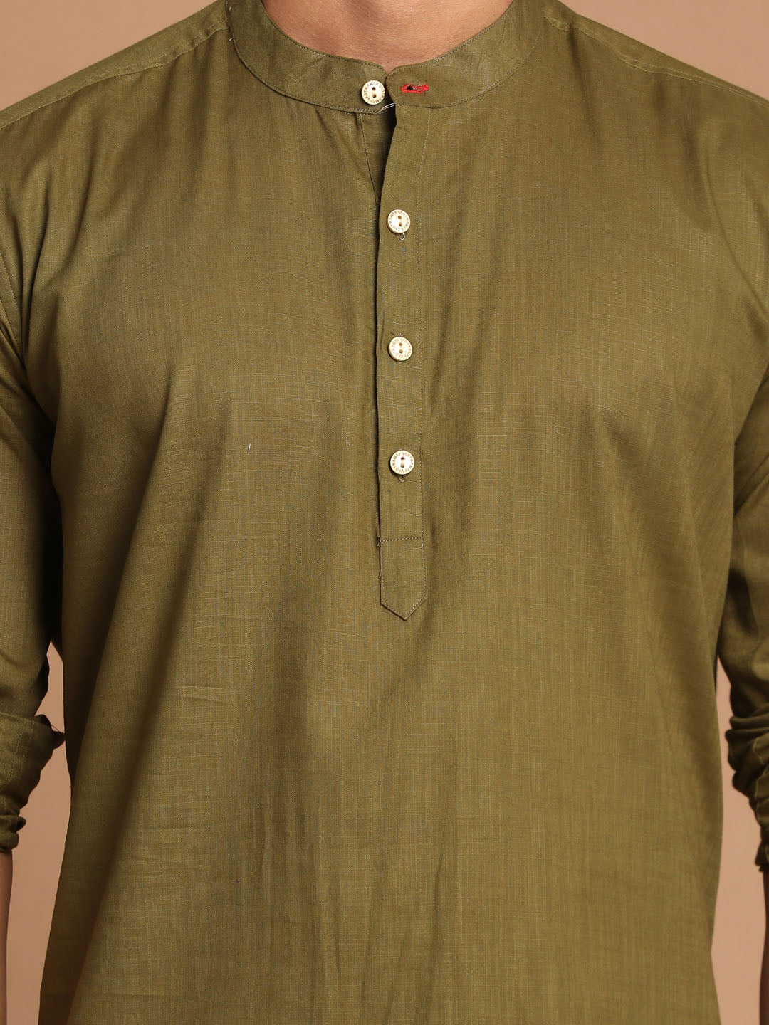 Vastramay Men's Dark Green Cotton Blend Short Kurta - Distacart