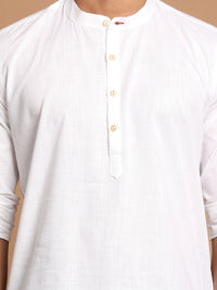 Thumbnail for Vastramay Men's White Cotton Blend Short Kurta - Distacart