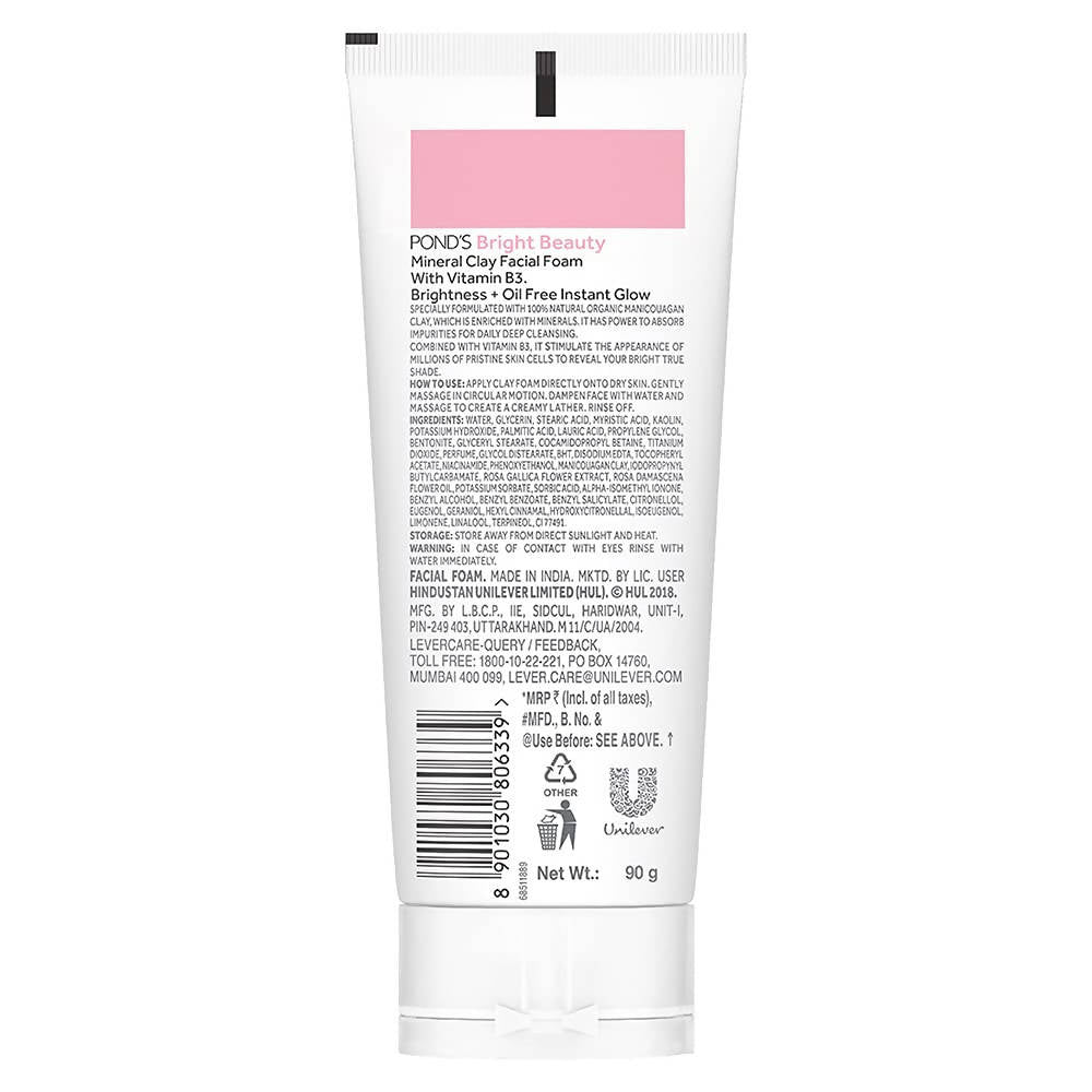 Ponds Bright Beauty Mineral Clay Facial Foam 90 gm