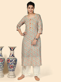 Thumbnail for NOZ2TOZ Women's Printed Straight Cotton See Green Stitched Kurta - Distacart