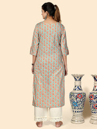 Thumbnail for NOZ2TOZ Women's Printed Straight Cotton See Green Stitched Kurta - Distacart