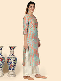 Thumbnail for NOZ2TOZ Women's Printed Straight Cotton See Green Stitched Kurta - Distacart