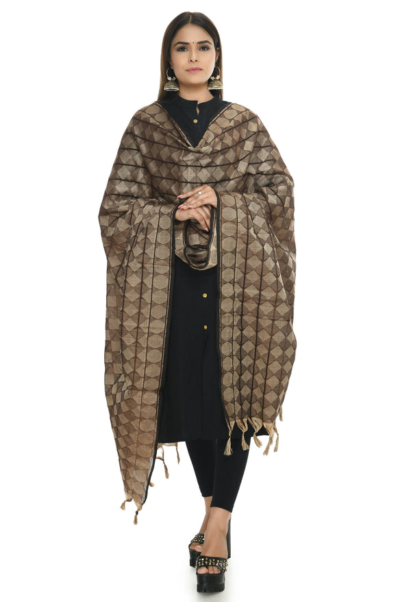 Mominos Fashion Moeza Handloom Cotton Coffee Color Dupatta - Distacart