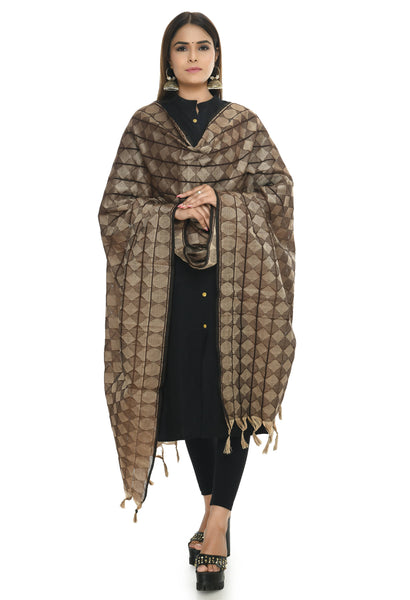 Mominos Fashion Moeza Handloom Cotton Coffee Color Dupatta - Distacart