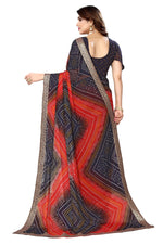 Thumbnail for Vamika Navy Georgette Printed With Lace Saree - Distacart