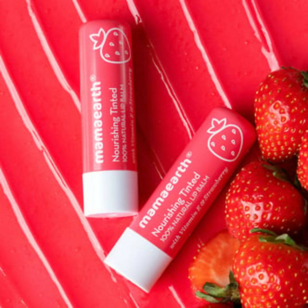 Mamaearth Nourishing Tinted 100% Natural Lip Balm With Vitamin E & Strawberry - Distacart