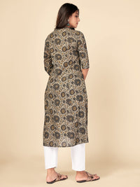 Thumbnail for NOZ2TOZ Women's Floral Print A-Line Cotton Grey Kurta With Multiple Slit - Distacart