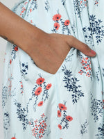 Thumbnail for Manet Three Fourth Maternity Dress Floral Print With Concealed Zipper Nursing Access - Pista Green - Distacart