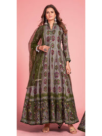Thumbnail for Myra Multicolour Pure Dola Silk Designer Gown Style Suit - Distacart