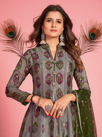 Thumbnail for Myra Multicolour Pure Dola Silk Designer Gown Style Suit - Distacart