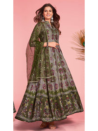 Thumbnail for Myra Multicolour Pure Dola Silk Designer Gown Style Suit - Distacart
