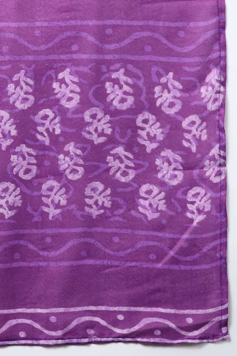 Women's Violet Rayon Blend Ethnic Motifs Printed Straight Suit Set - Rasiya - Distacart