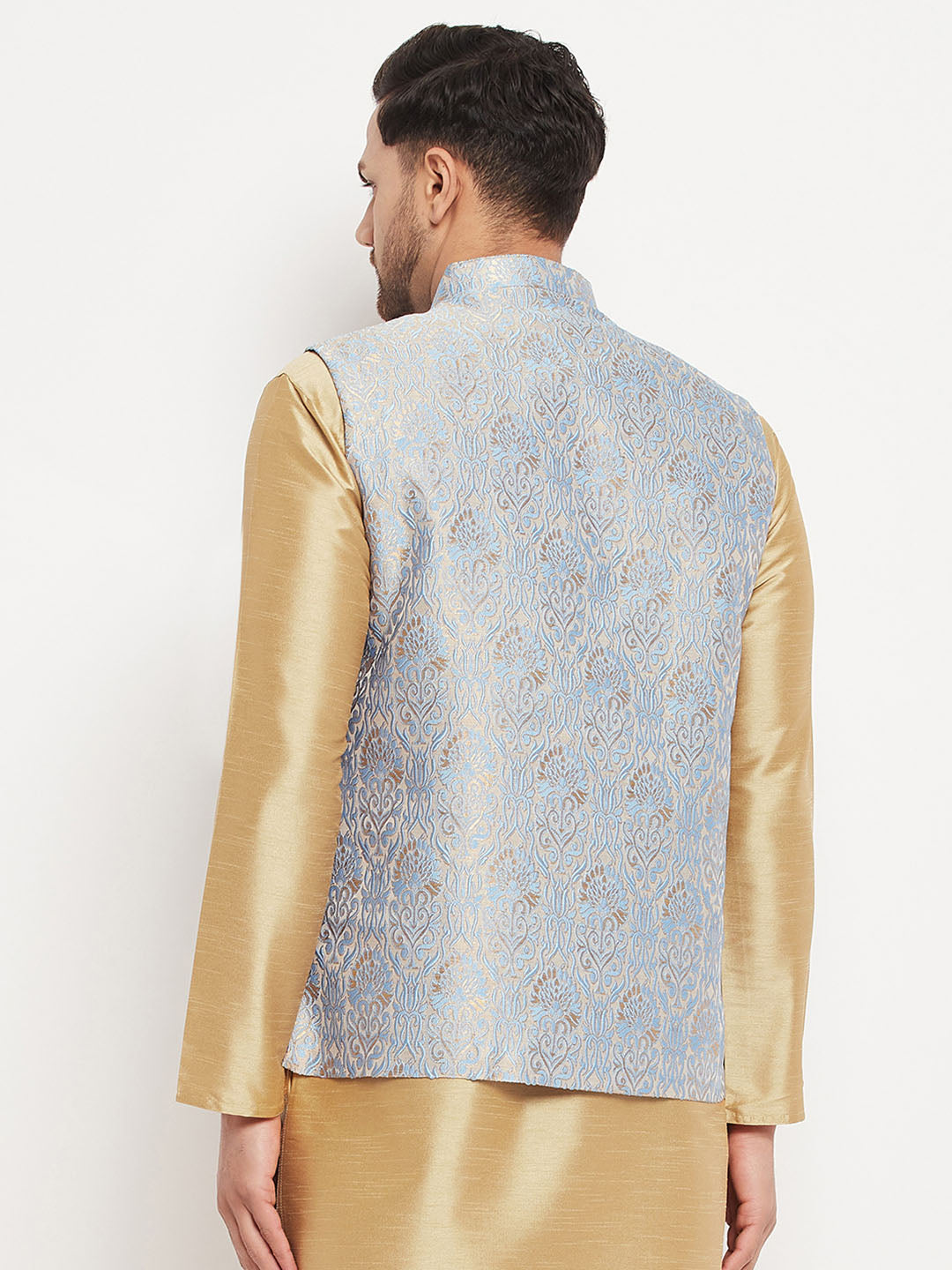 VM by Vastramay Men's Grey Silk Blend Nehru Jacket - Distacart