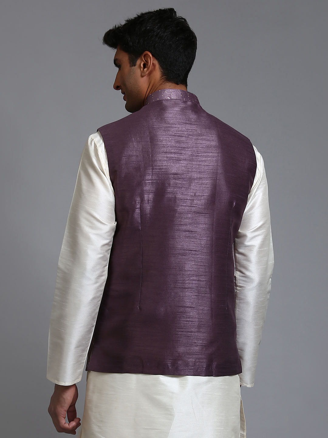 VM by Vastramay Men's Purple Mirror Work Nehru Jacket - Distacart